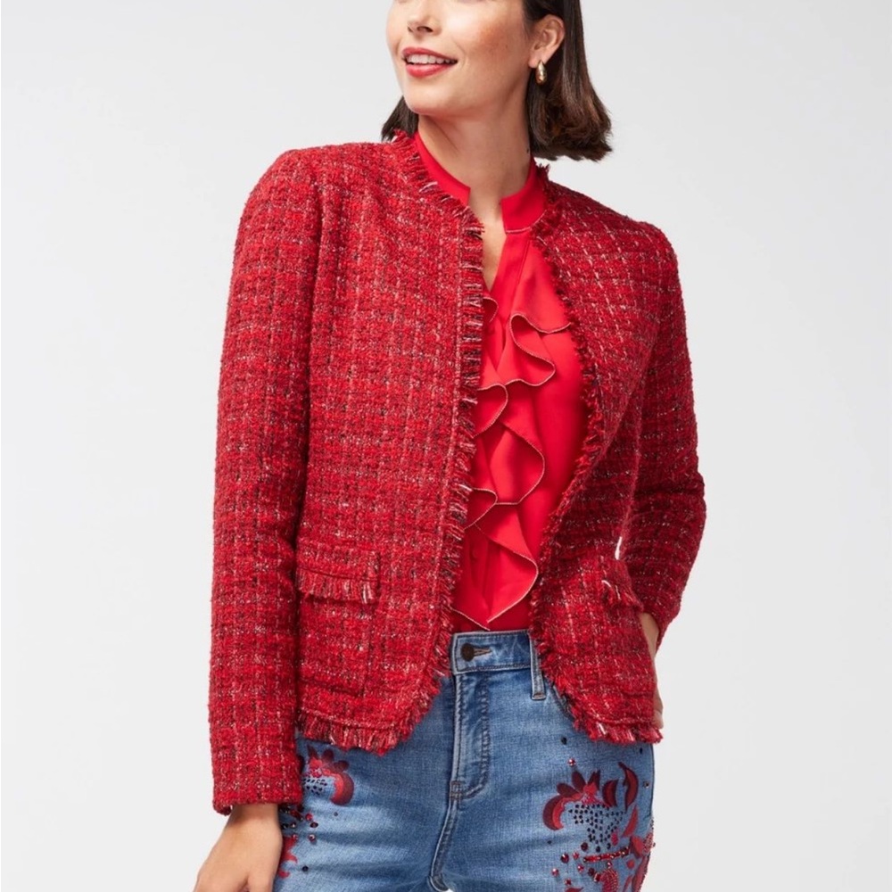 Red Tweed Fringe Jacket